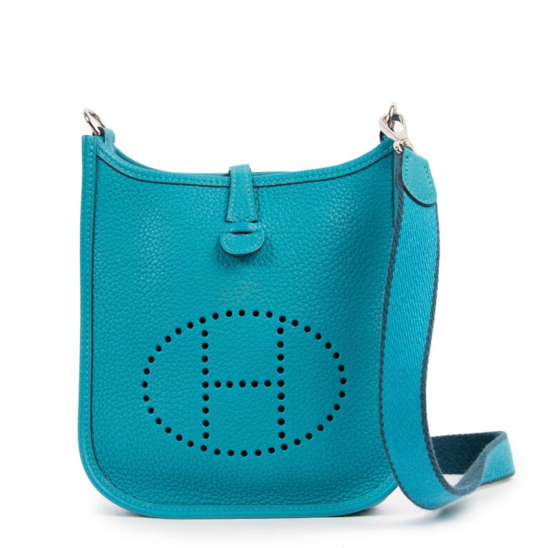 New in Box Hermes Mini Evelyne Electric Blue Crossbody Bag at 1stDibs