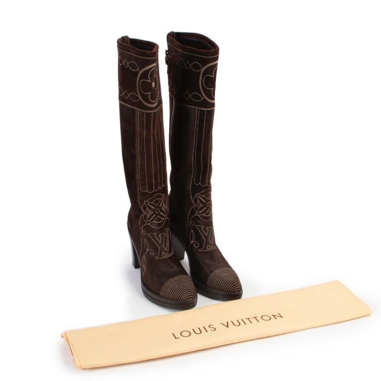 Louis Vuitton Women ‘Flags’ High Cowboy Boot, Size:7 (37)