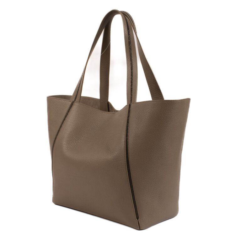 よんさま【新品未使用】brunello cucinelli ドラベルバッグ Brunello Cucinelli Taupe Leather Shoulder Bag ○ Labellov
