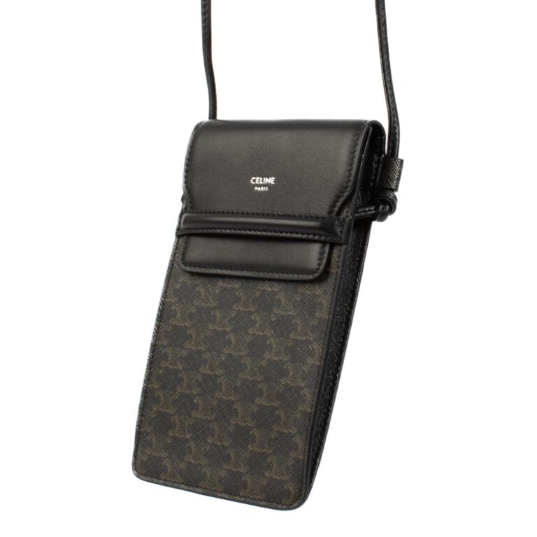 Celine Triomphe Canvas/Lambskin Flap Phone Pouch ○ Labellov