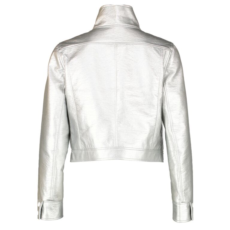 Courrèges Applique-Logo Vinyl Silver Jacket - FR40