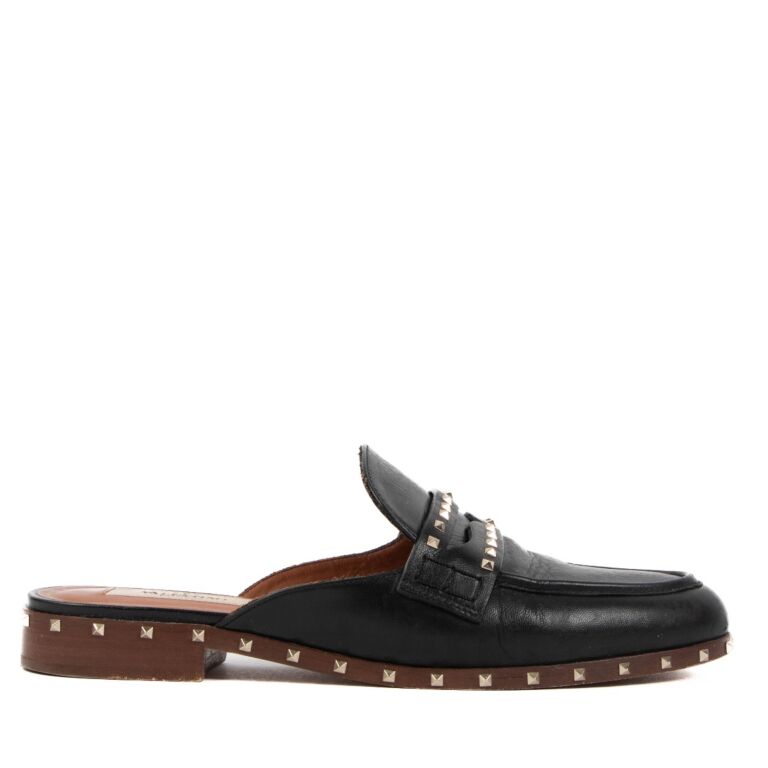 Valentino Garavani Black Rockstud Mules Size 35 Labellov