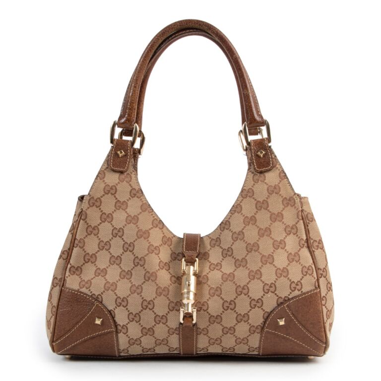 Gucci Monogram Canvas Bardot Shoulder Bag Labellov Buy and Sell Authentic Luxury