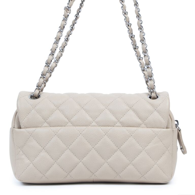 CHANEL Nylon Quilted Medium Tweed on Stitch Bubble Flap Grey 1297720