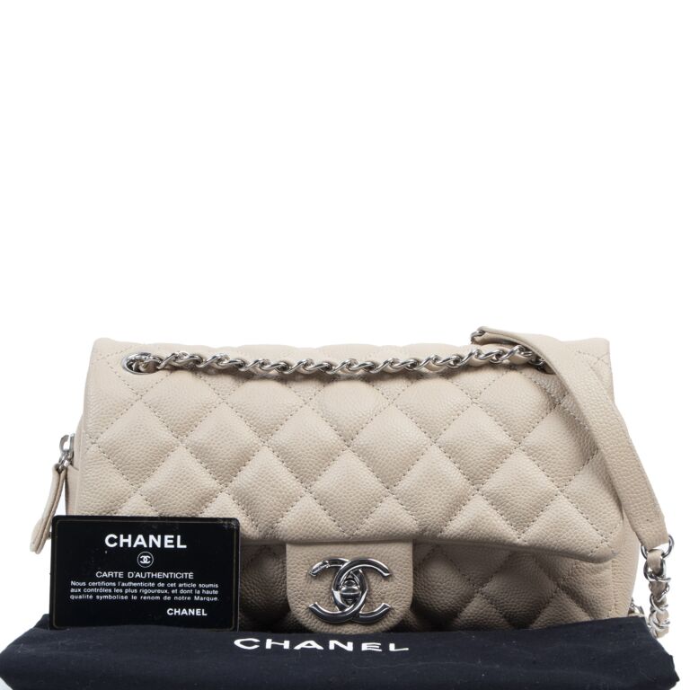 Chanel Beige Lambskin Large Classic Flap Bag ○ Labellov ○ Buy