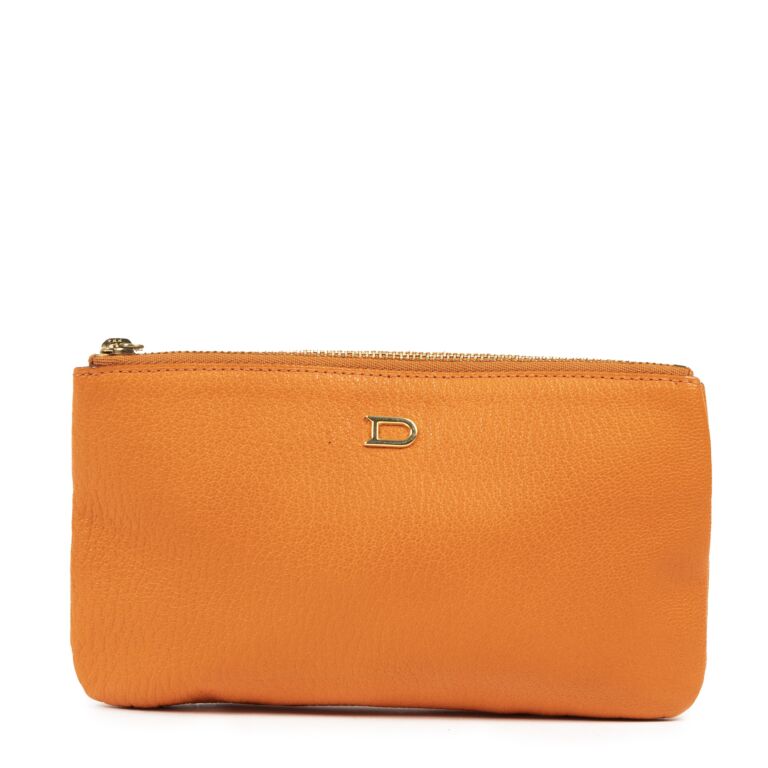 Delvaux Orange Leather Pochette Labellov Buy and Sell