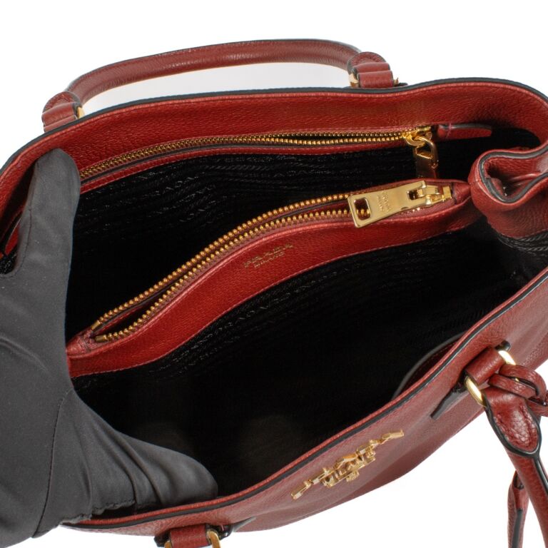 Prada Burgundy Leather Tote Bag ○ Labellov ○ Buy and Sell