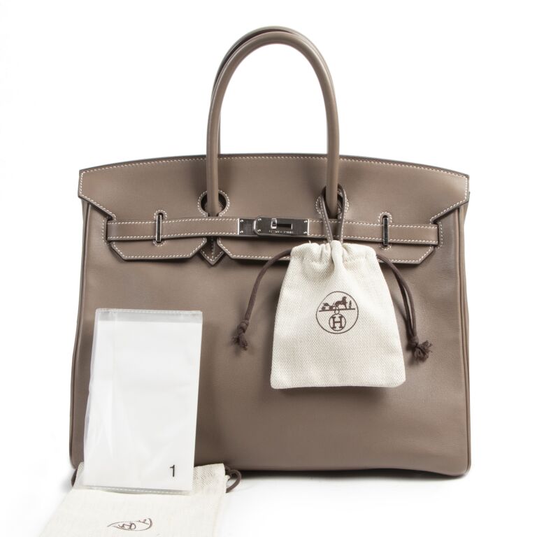 Hermes Birkin 35 Etoupe Swift PHW Labellov Buy and Sell Authentic Luxury