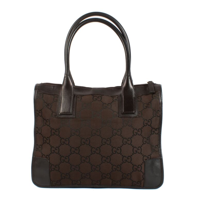 Gucci Brown GG Nylon Tote Bag Labellov Buy and Sell Authentic Luxury