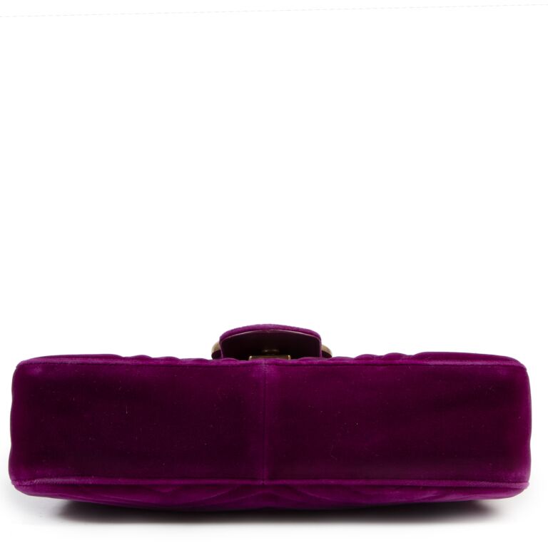 Gucci GG Marmont Medium Fuchsia Velvet Shoulder Bag Labellov