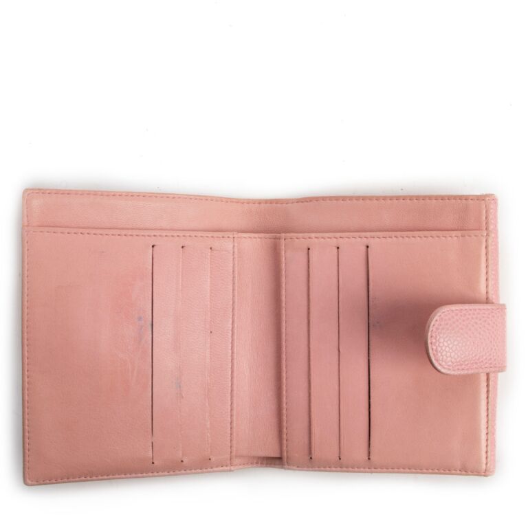 Chanel Classic Trifold Pink Flap Wallet Quilted Lambskin