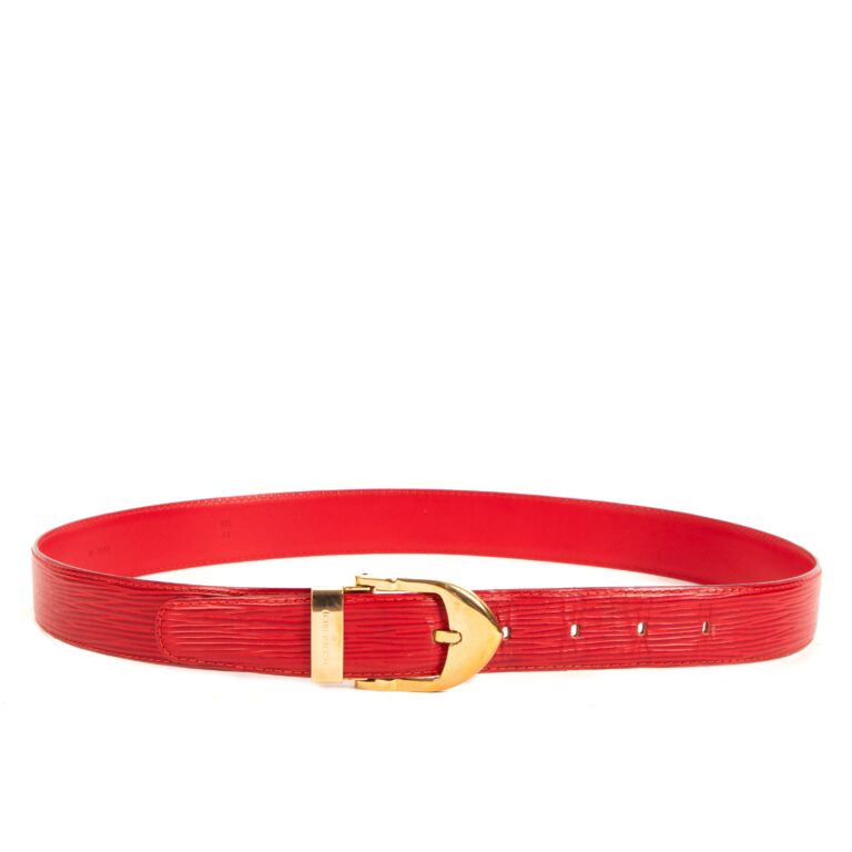 Louis Vuitton Red Epi Leather Ceinture 85 Gold Buckle Belt - Boca