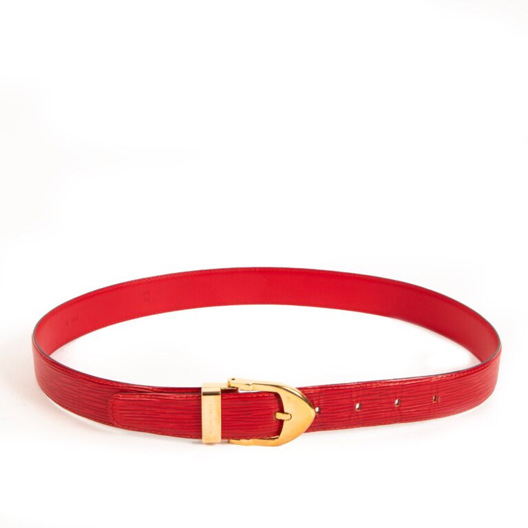 LOUIS VUITTON Red Epi Leather Belt (Size 44) #26352