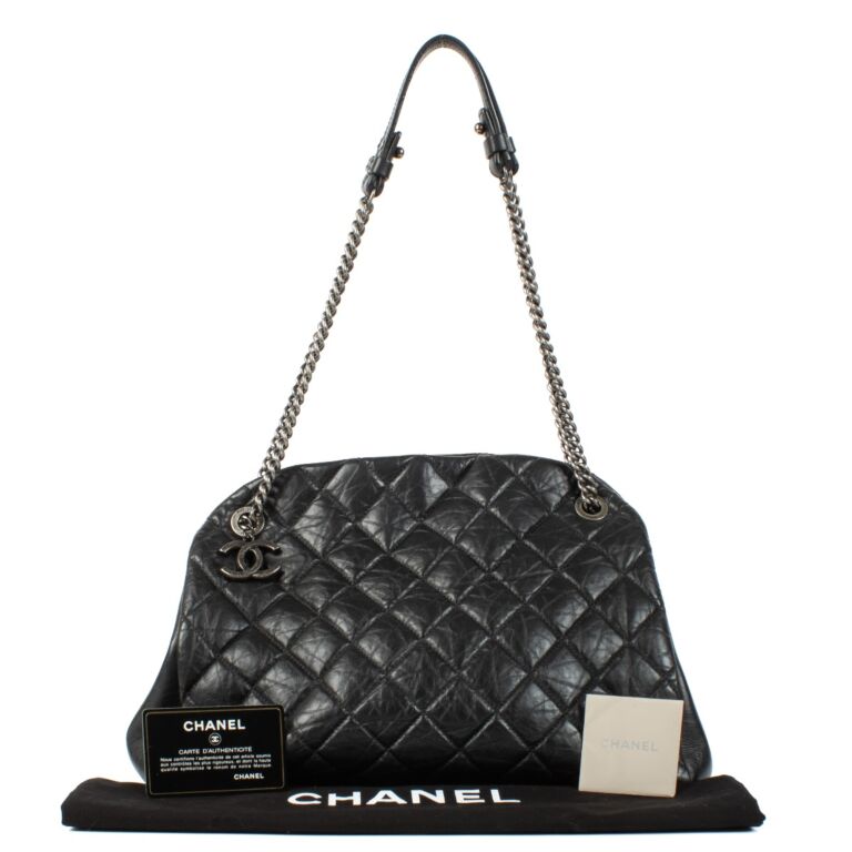 Chanel Black Aged Calfskin Large Mademoiselle Bowling Bag