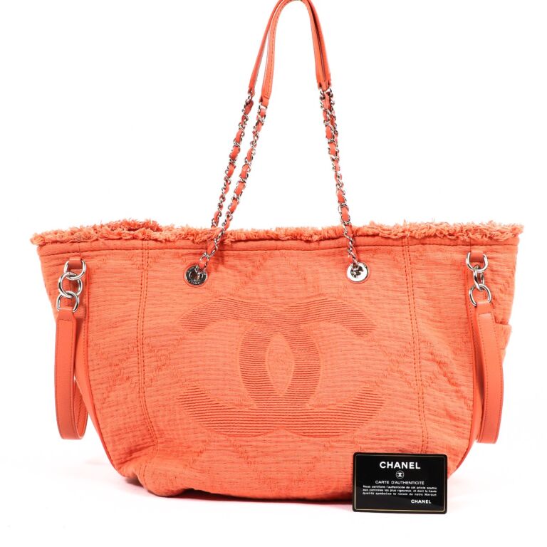 Chanel Orange Double Face Deauville Tote Bag ○ Labellov ○ Buy