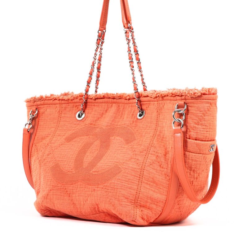 Chanel Orange Double Face Deauville Tote Bag Labellov Buy and Sell Authentic Luxury
