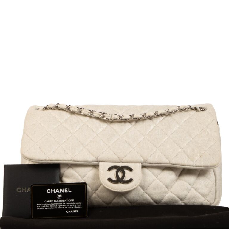 Chanel Shimmer Craie Jersey Classic Flap Bag ○ Labellov ○ Buy