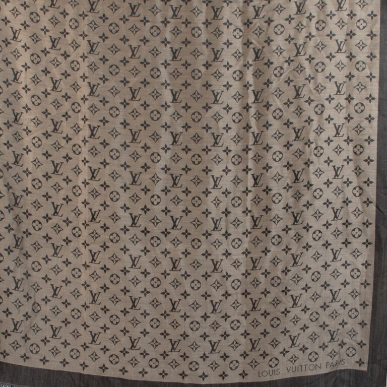 Louis Vuitton Monogram Denim Shawl Black Silk