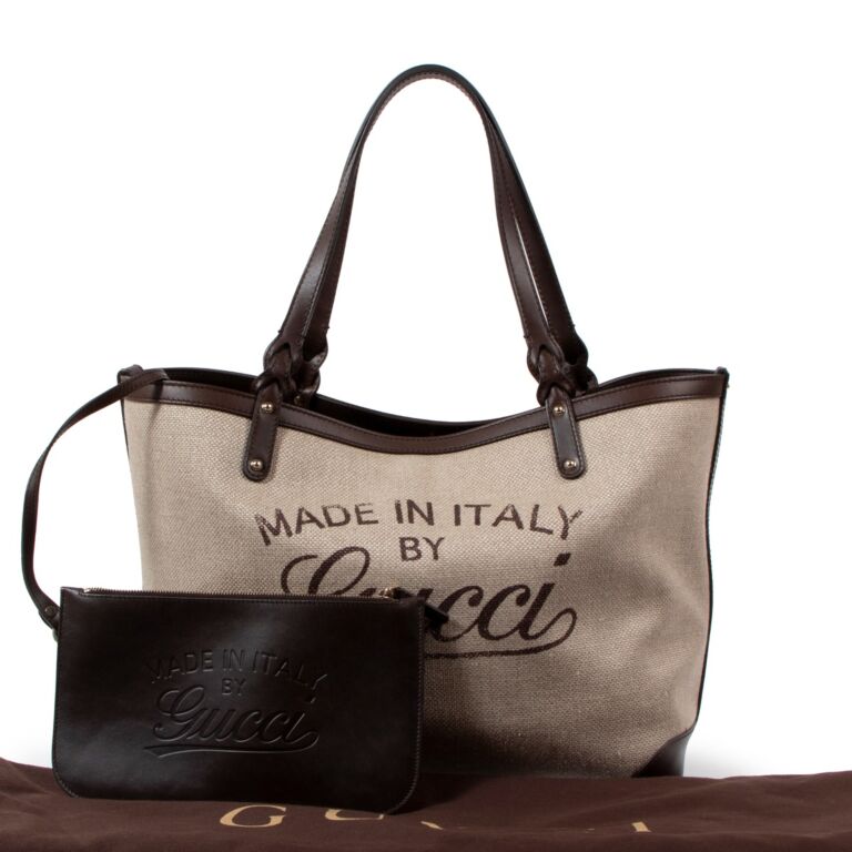 Gucci Beige Canvas Logo Craft Original Shopping Tote Bag