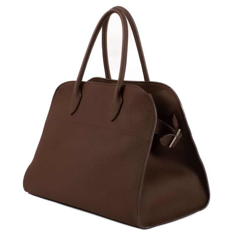 The Row Dark Mocha Leather Soft Margaux 12 Bag ○ Labellov ○ Buy