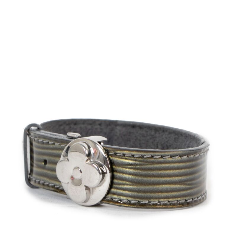 Louis Vuitton Wish Leather Silver Tone Wrap Bracelet Louis Vuitton