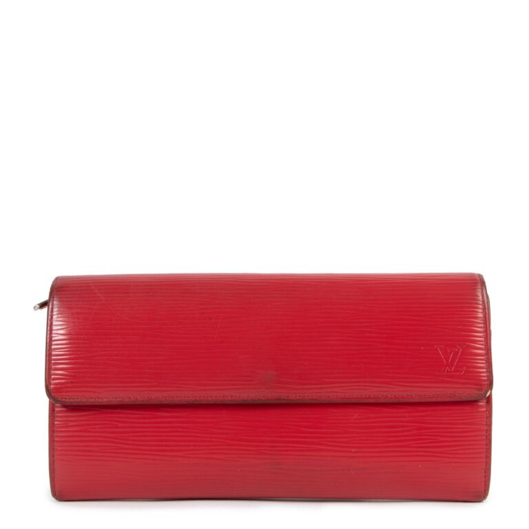 Red Louis Vuitton Epi Portefeuille Sarah Long Wallet