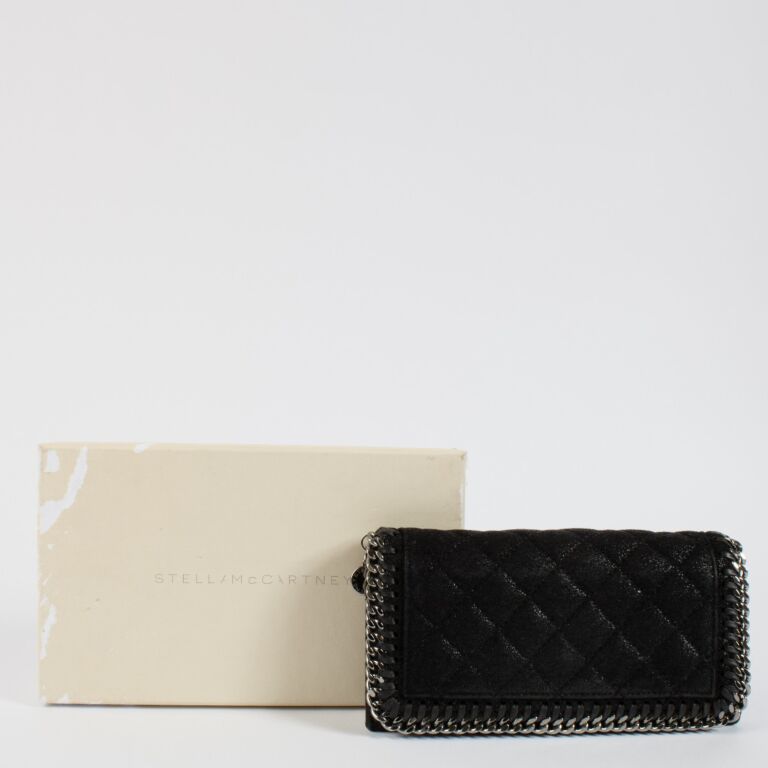 Stella McCartney Black Quilted Falabella Wallet ○ Labellov
