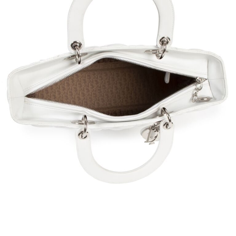 【Dior】エレガント♪Lady Dior ポーチ ホワイト Mini Lady Dior Bag Lilac Cannage Lambskin | DIOR