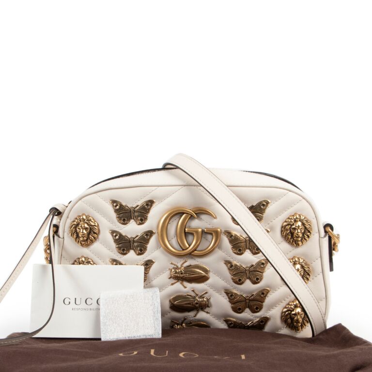 Gucci Cream Animal Studs Small GG Marmont Bag Labellov Buy