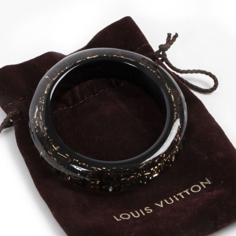 Louis Vuitton LV Monogram Brown Lucite Acrylic Bangle Bracelets