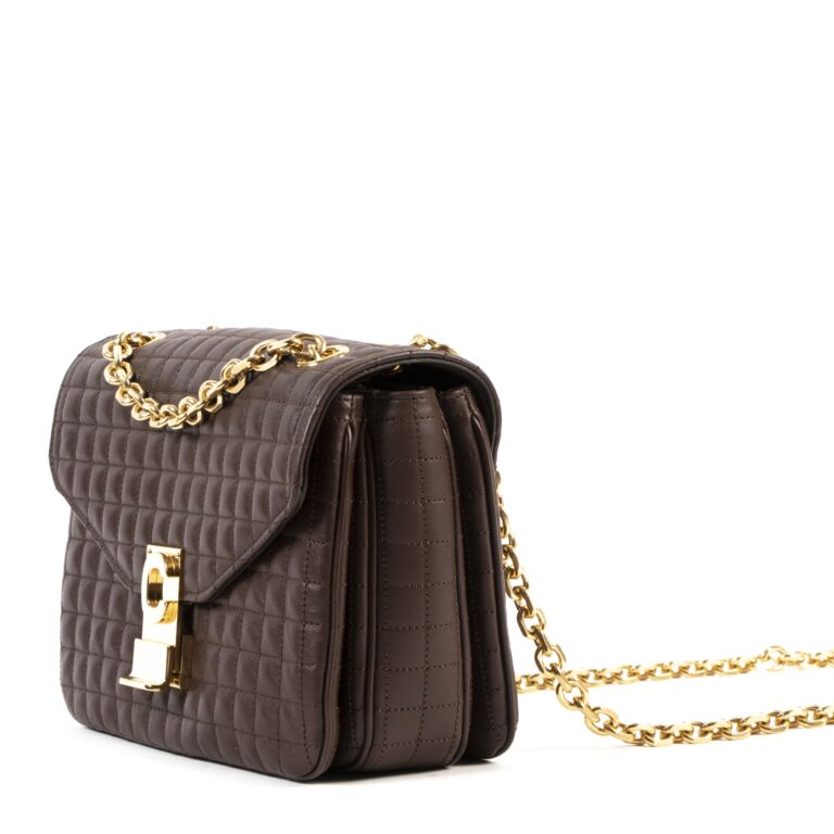 Celine Brown Quilted Leather Medium C Bag Labellov Buy and
