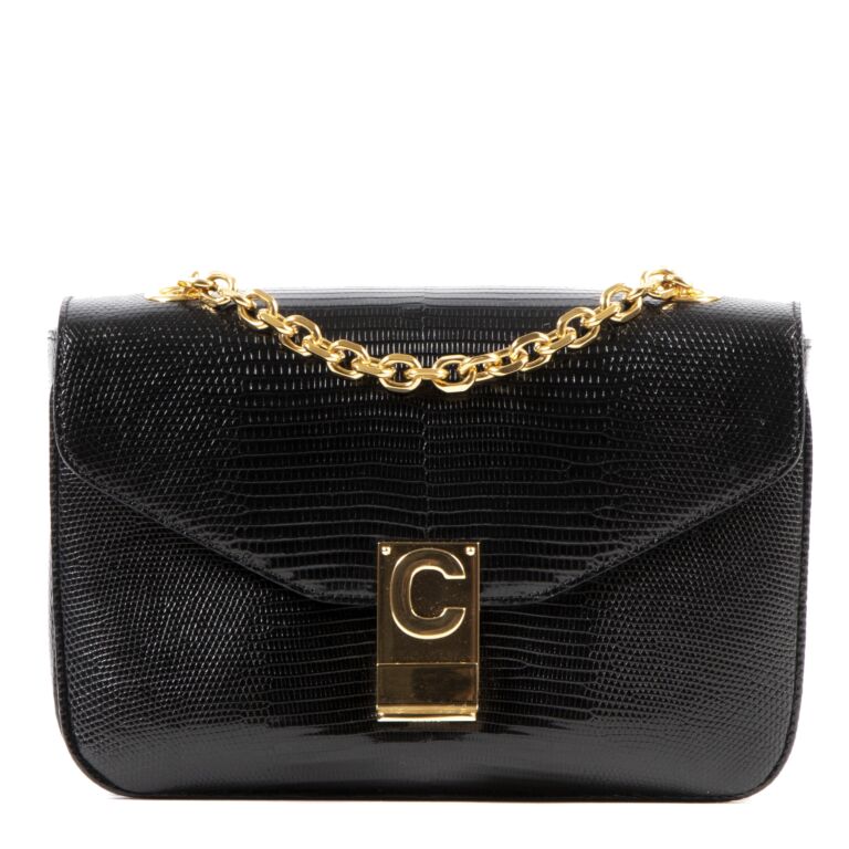 Celine Black Lizard Medium C Bag Labellov Buy and Sell