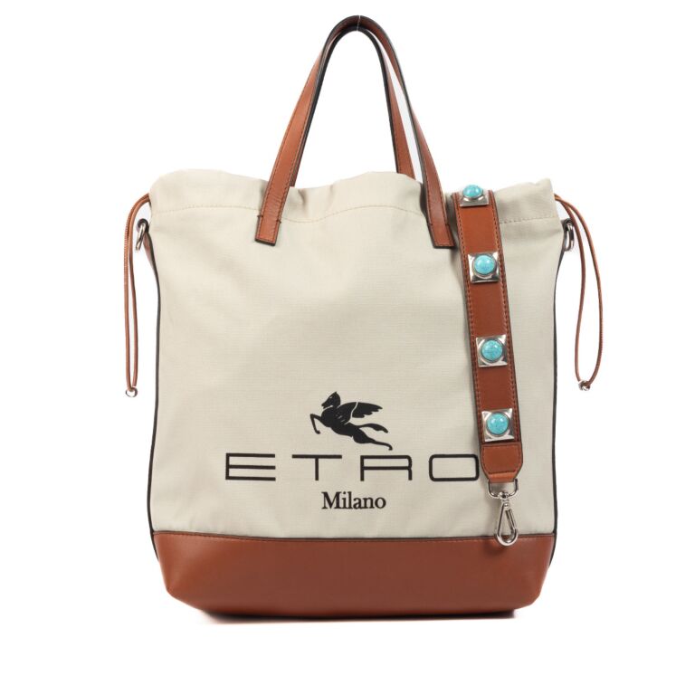 Etro Beige Canvas Tote Bag ○ Labellov ○ Buy and Sell Authentic Luxury