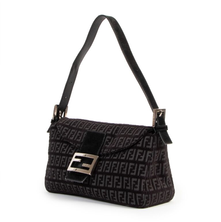 Fendi Black Zucchino Baguette Shoulder Bag Labellov Buy and