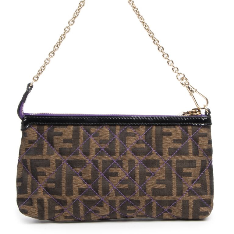 Fendi Zucca Quilted Pochette Bag Labellov Buy and Sell Authentic Luxury