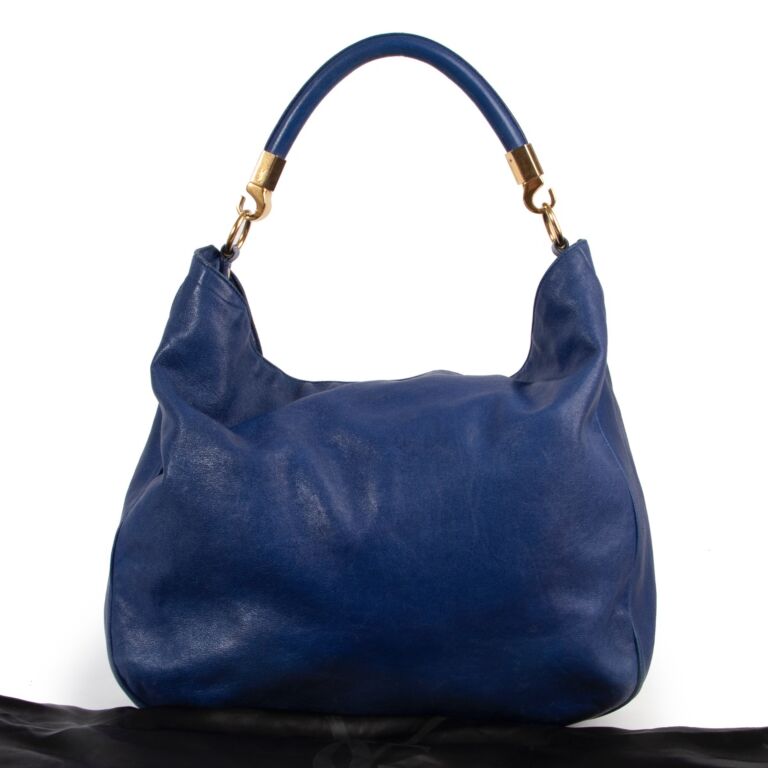 Saint Laurent Large Leather Shopping Bag in Blue