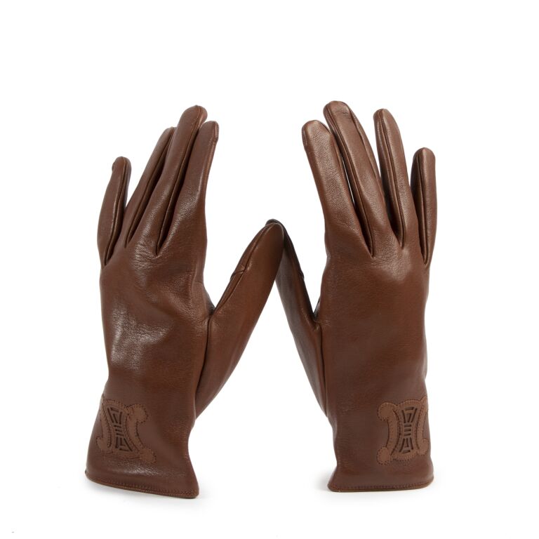 CELINE セリーヌ★Leather gloves★レザーグローブ シルク裏地付きレザーグローブ - セリーヌ
