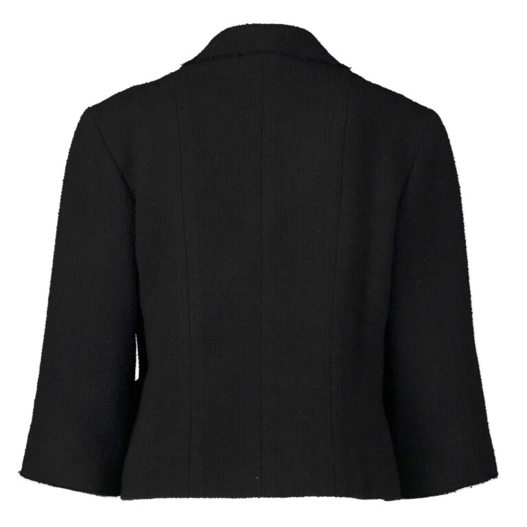 NEW $4050 CHANEL 19A BLACK CC BUTTON WOOL TWEED JACKET 40