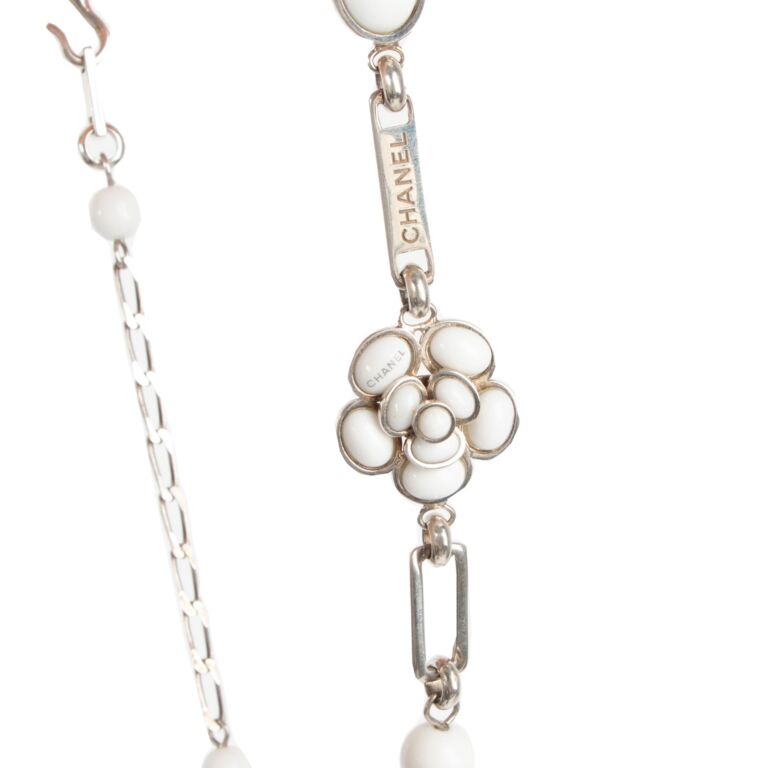 Chanel White Camellia 925 Silver Necklace ○ Labellov ○ Buy and