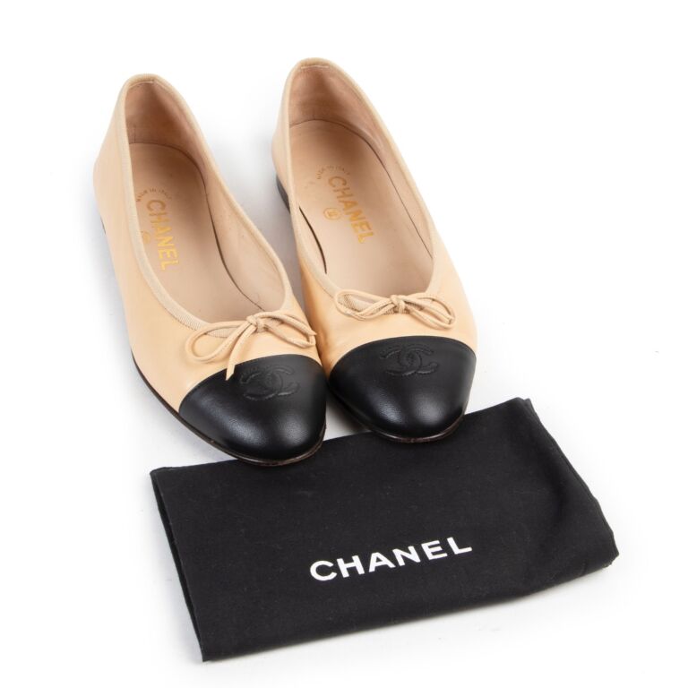 Chanel Black Nude Ballerina Flats Size 39.5 Labellov Buy