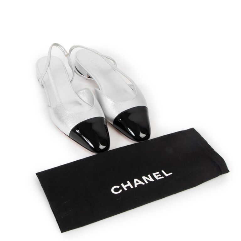 Chanel Silver Leather Slingback Flats - Size 39,5 ○ Labellov ○ Buy and Sell  Authentic Luxury