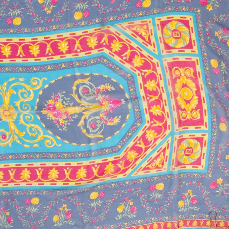 Fendi Multicolor Silk Scarf Labellov Buy and Sell Authentic Luxury