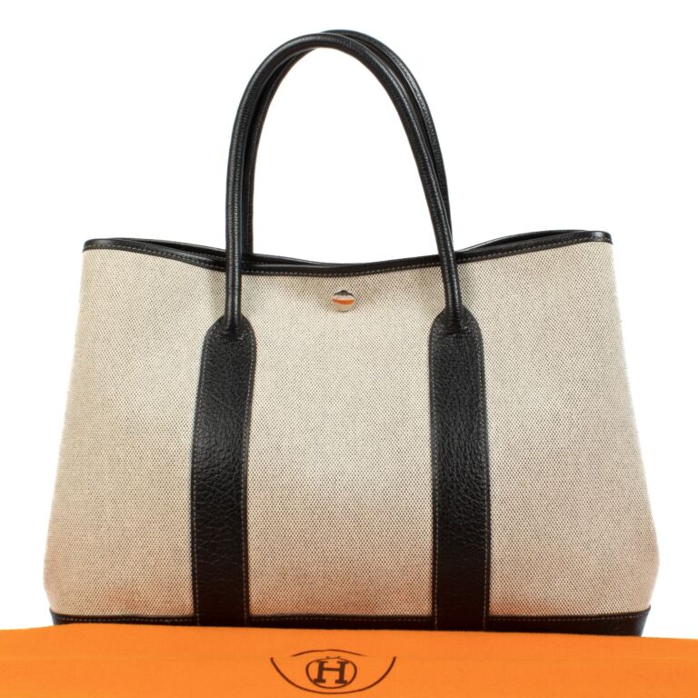 Hermès Garden Party 36 Ecru/Black Toile H/Buffalo PHW