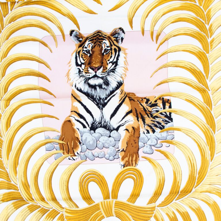 Hermès Pink Tigre Royal Scarf ○ Labellov ○ Buy and Sell