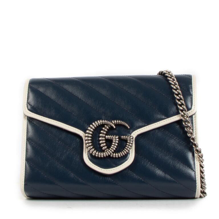 Gucci Blue GG Marmont Chain Bag Labellov Buy and Sell