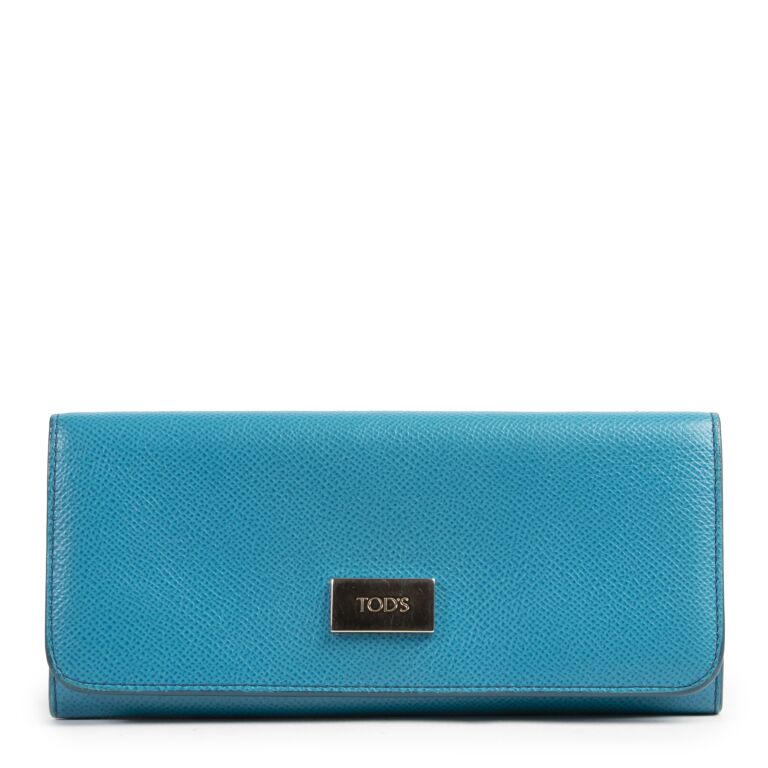 Tods Blue Leather Long Wallet Labellov Buy and Sell