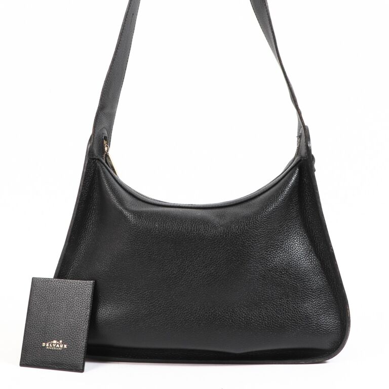 Delvaux Tempête Handbag in Black Calfskin Leather Pony-style