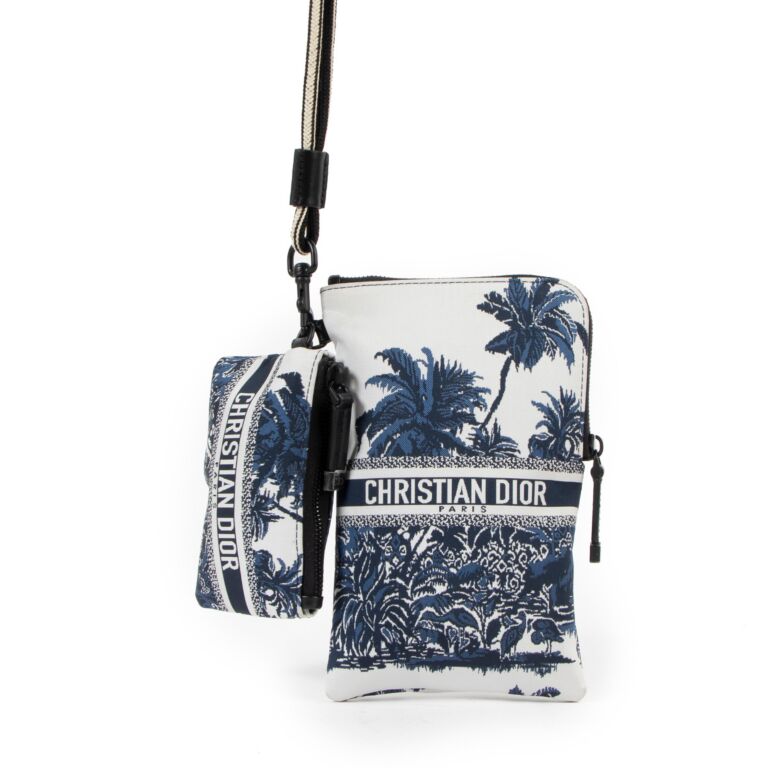 Christian Dior Multifunctional Embroidered Palm Tree Toile Pouch