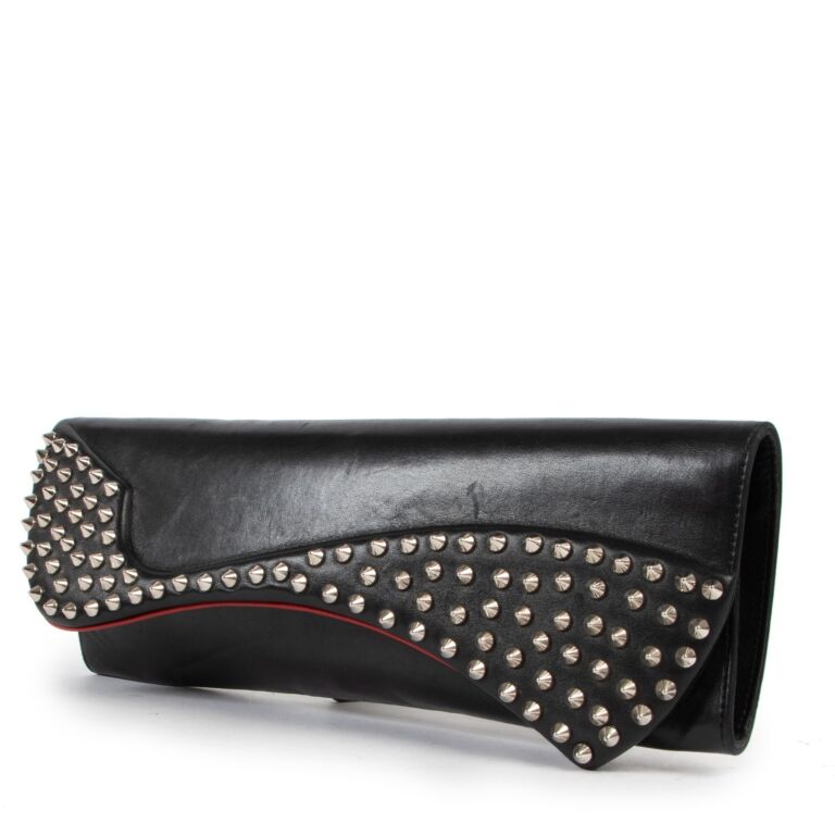 Christian Louboutin Black Genuine Leather Spikes Clutch Bag with