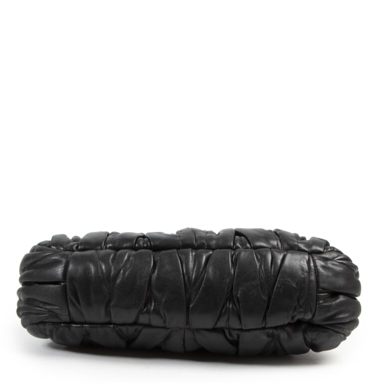 Miu Miu black pleated leather hobo bag, Luxury, Bags & Wallets on